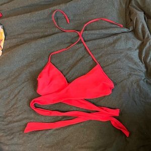 Red wrap around swim suit top